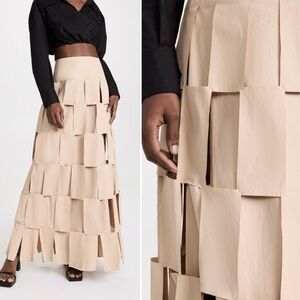 A.W.A.K.E. MODE Maxi Multi Rectangle Double-Layered Skirt $810 MSRP size 46